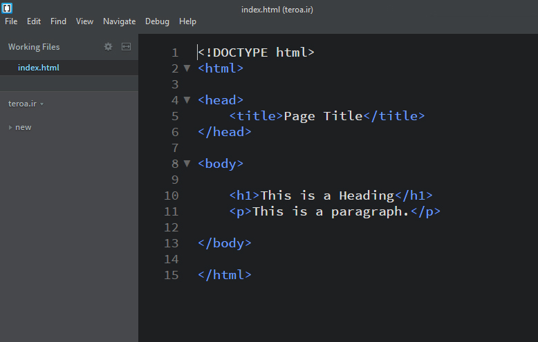 نمونه کد HTML